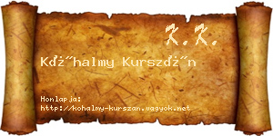 Kőhalmy Kurszán névjegykártya